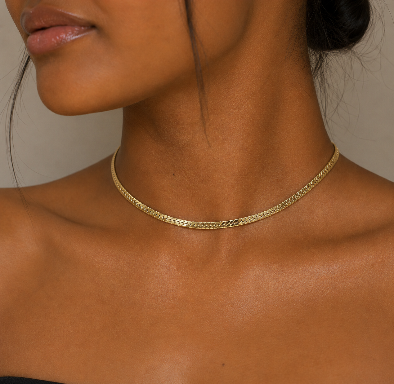 Diamond Cut Herringbone Necklace Choker
